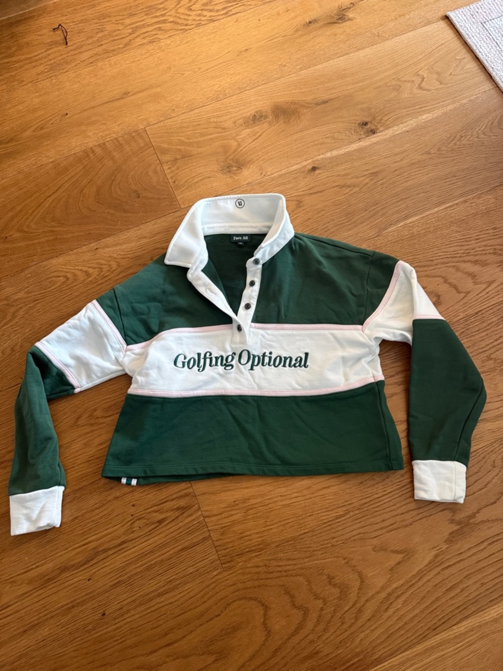 Golfing Optional Cropped V-Neck Rugby Sweater - Green/White